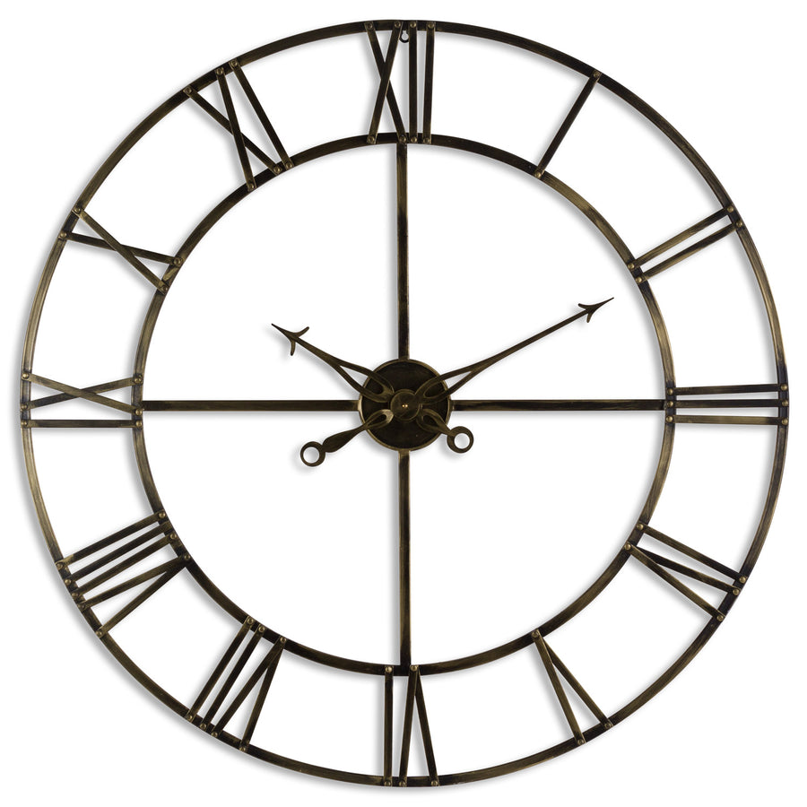 Hill Interiors Large Antique Brass Large Skeleton Clock