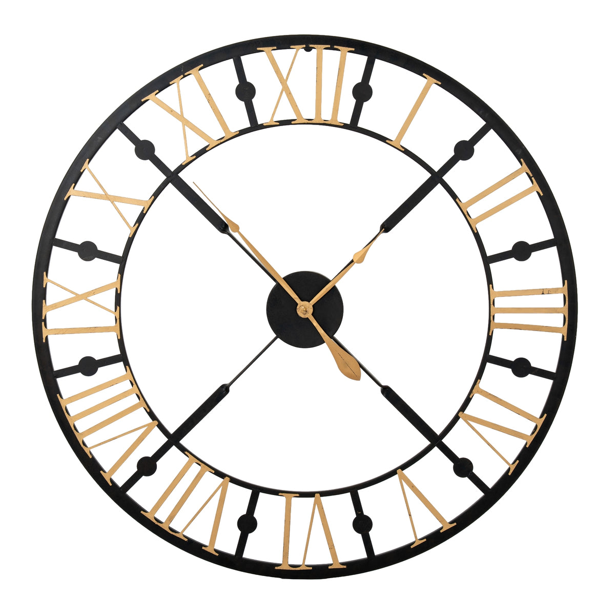 Hill Interiors Black And Gold Skeleton Clock