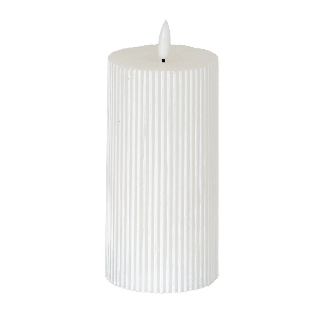 Hill Interiors Luxe Collection Natural Glow 3x6 Textured Ribbed LED Candle