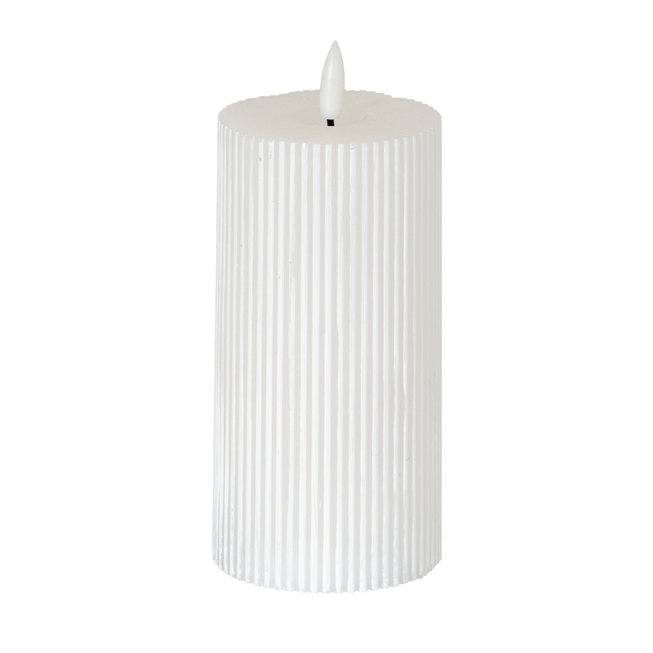 Hill Interiors Luxe Collection Natural Glow 3x6 Textured Ribbed LED Candle