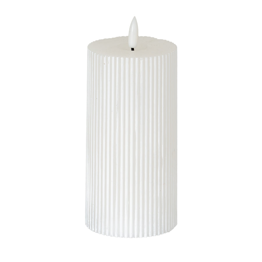 Hill Interiors Luxe Collection Natural Glow 3x6 Textured Ribbed LED Candle