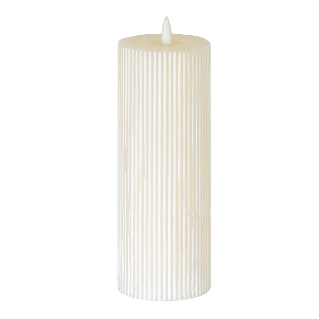 Hill Interiors Luxe Collection Natural Glow 3x8 Textured Ribbed LED Candle