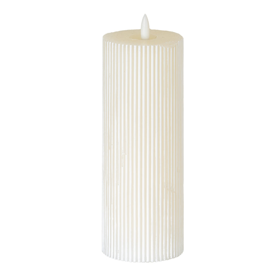 Hill Interiors Luxe Collection Natural Glow 3x8 Textured Ribbed LED Candle