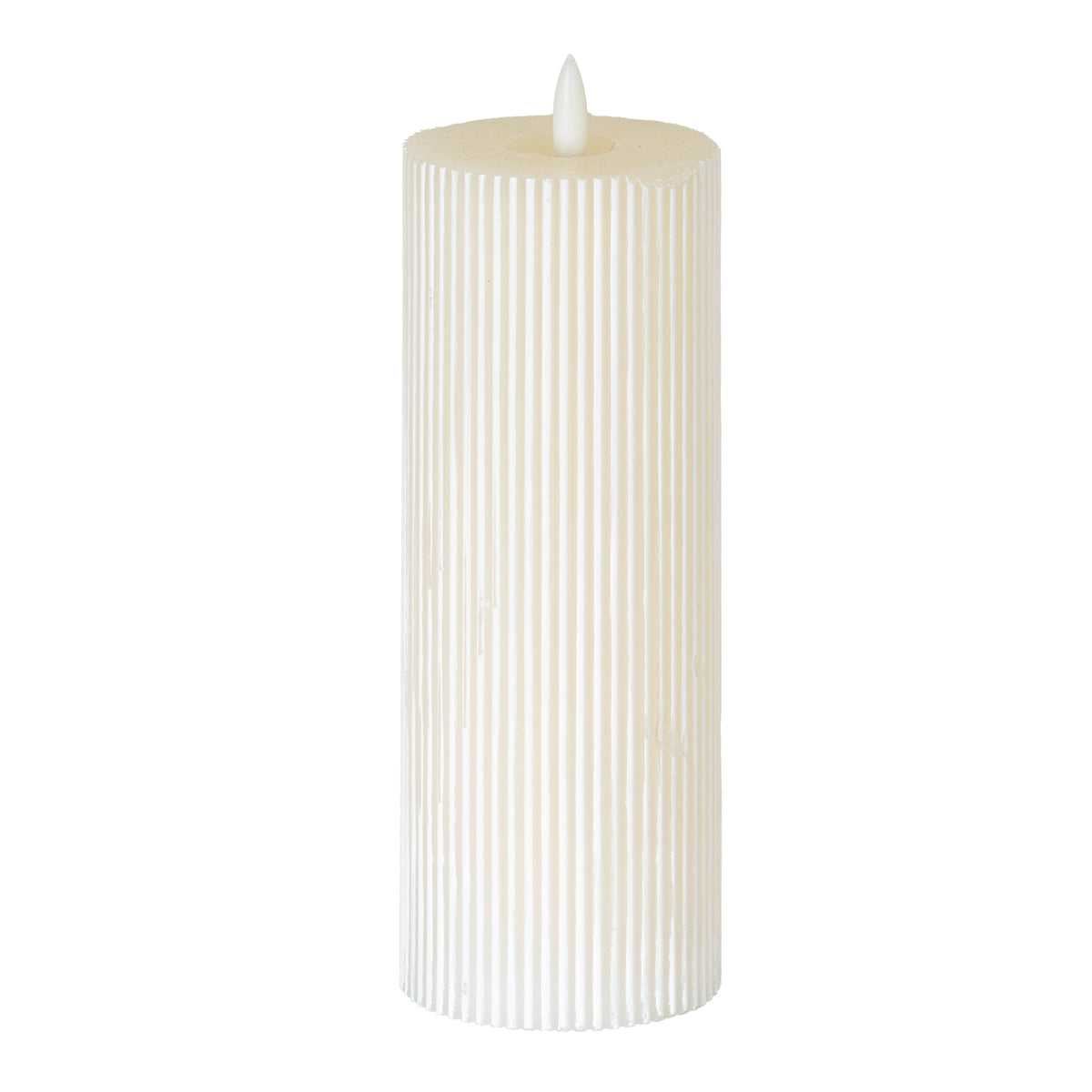 Hill Interiors Luxe Collection Natural Glow 3.5x9 Texture Ribbed LED Candle