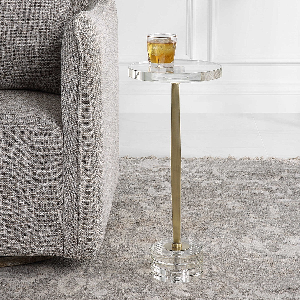 Groove Crystal Glass Drink Table