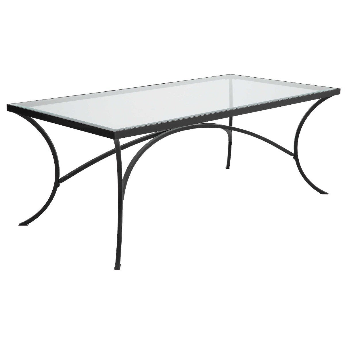 Alayna Black Metal and Glass Coffee Table