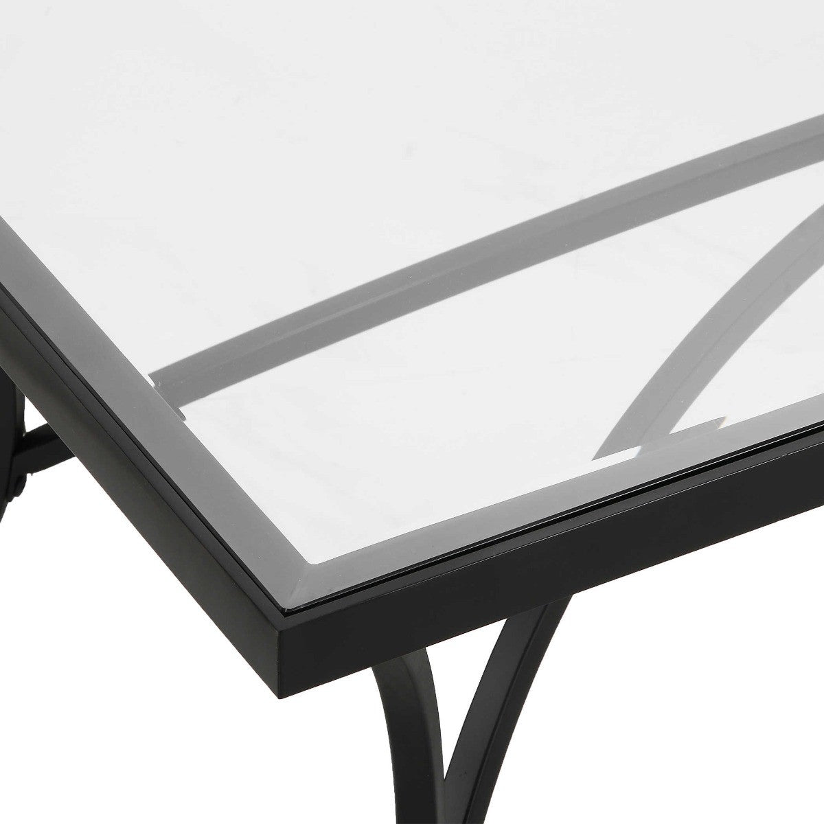 Alayna Black Metal and Glass Coffee Table