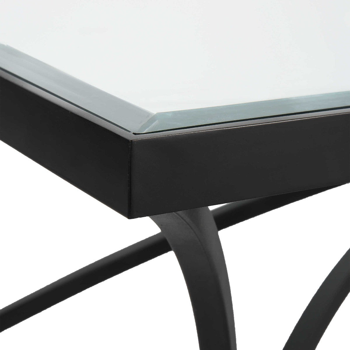 Alayna Black Metal and Glass Coffee Table