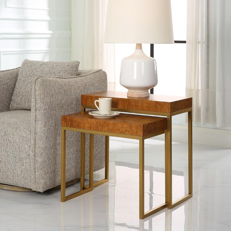Burl-esque Wooden Nesting Tables – Set of 2