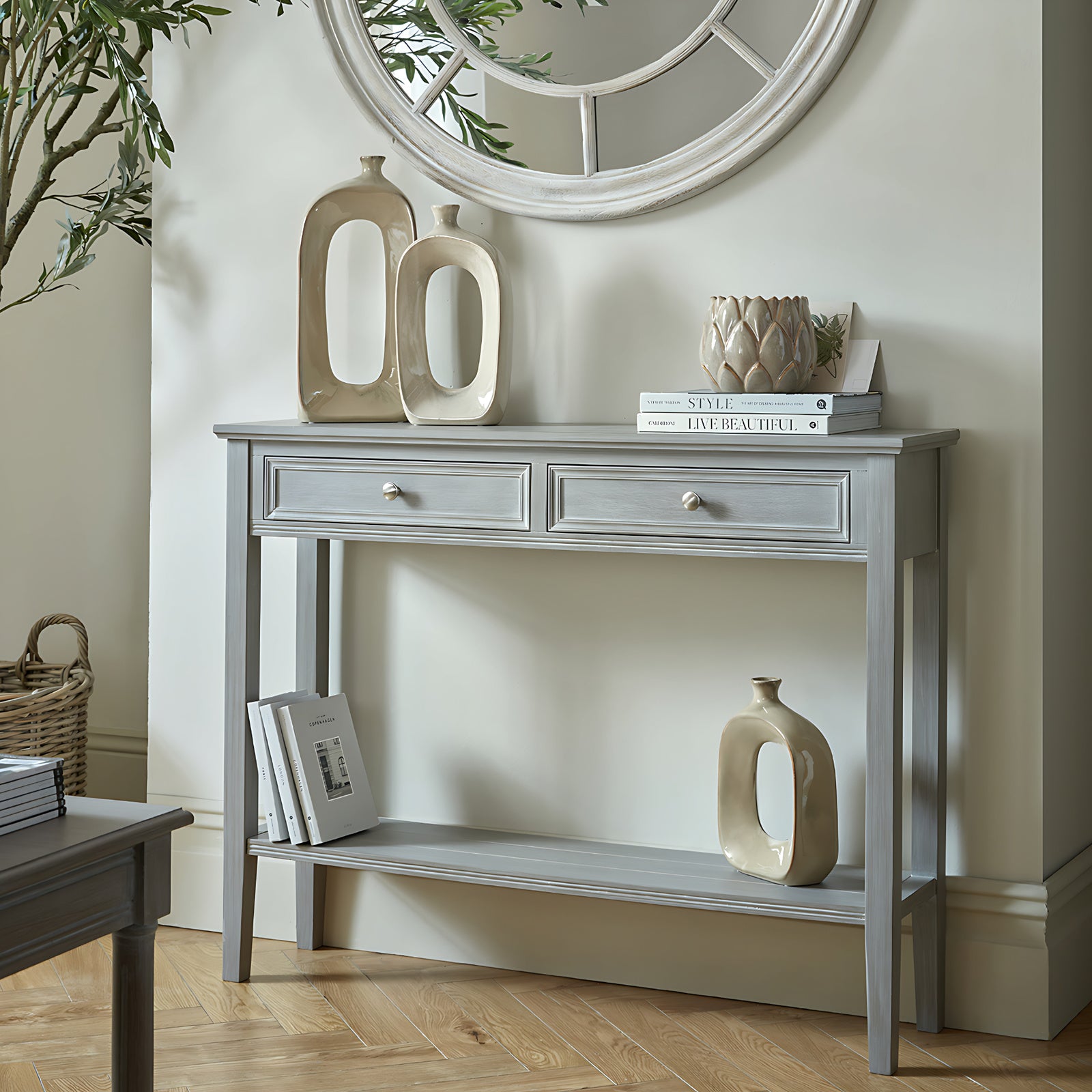 The Serene two-drawer wooden console table