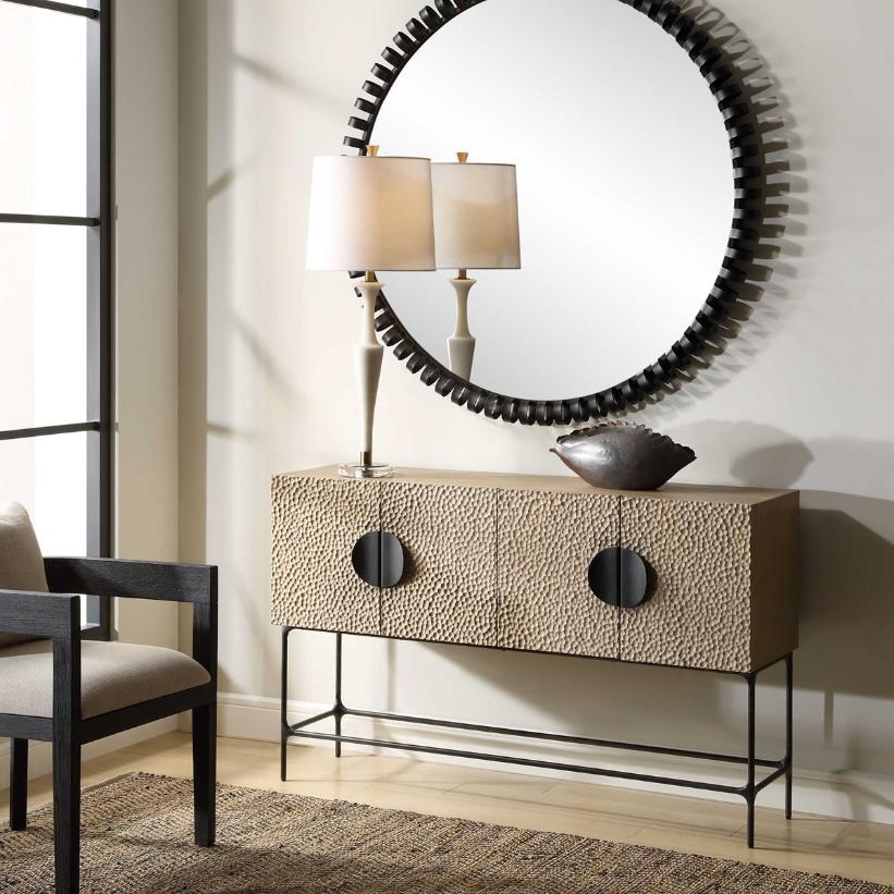 Lunar 4 Door Elm Wood Cabinet