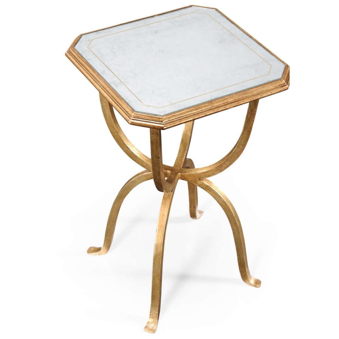 Octagonal Side Table – Églomisé and Gilded Iron