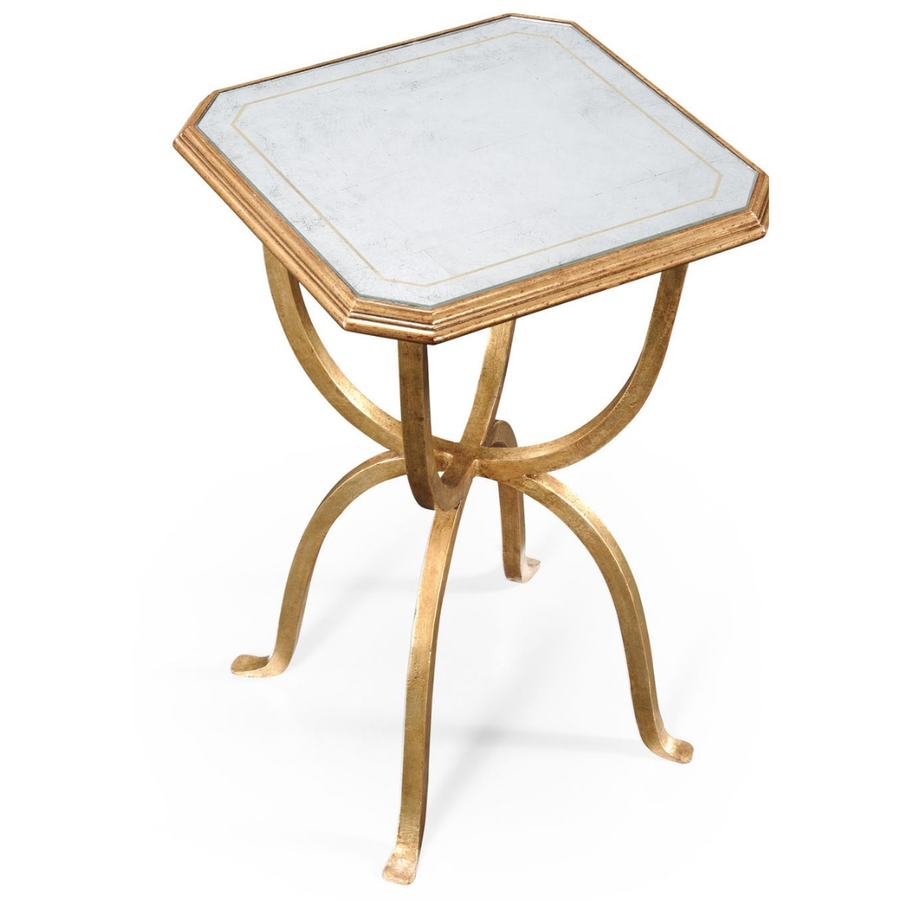 Octagonal Side Table – Églomisé and Gilded Iron