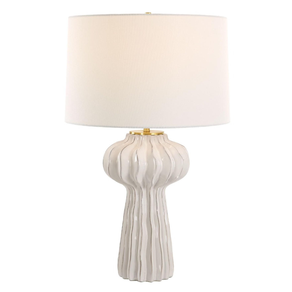 Wrenley Ridged White Table Lamp
