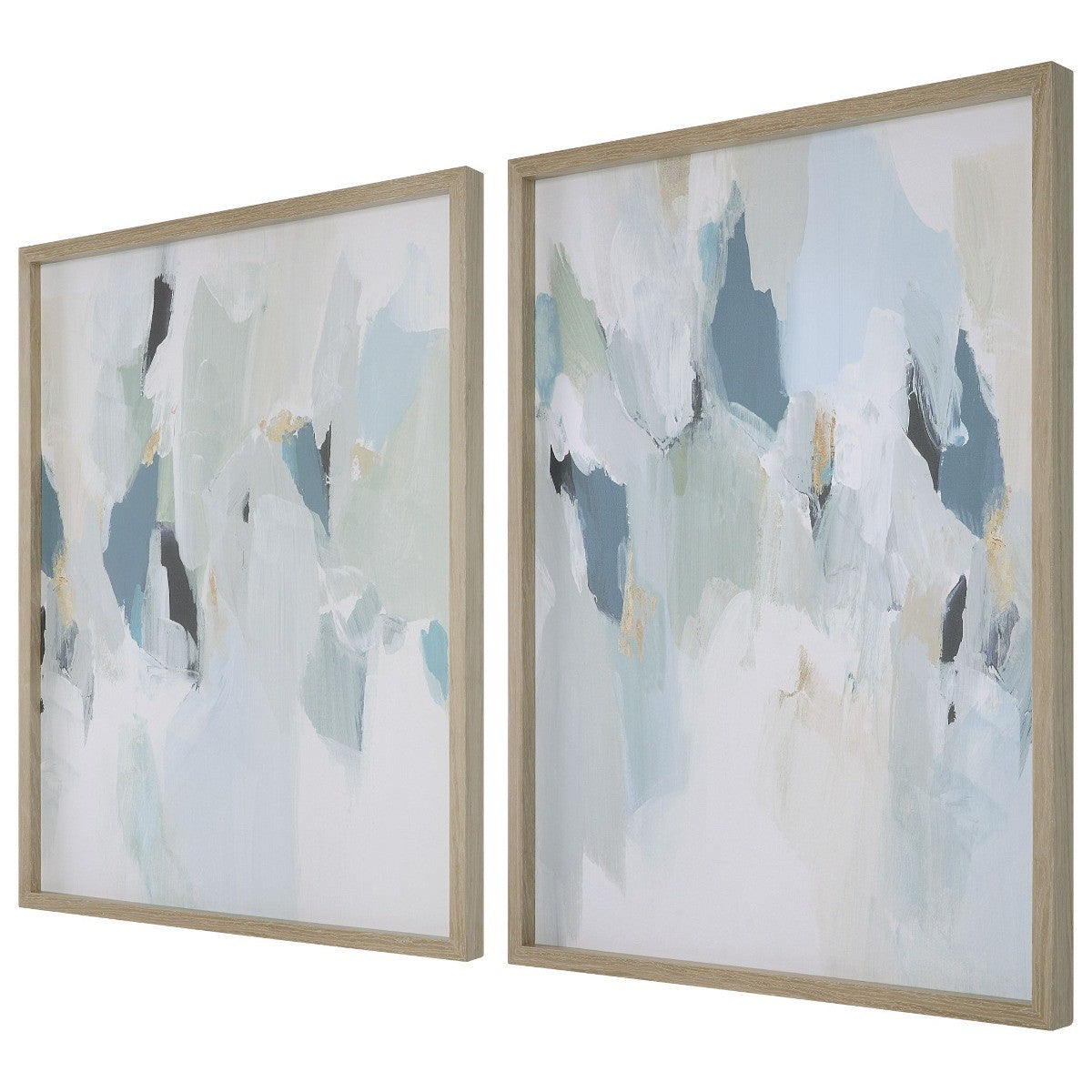Seabreeze Abstract Framed Canvas Prints – Set of 2