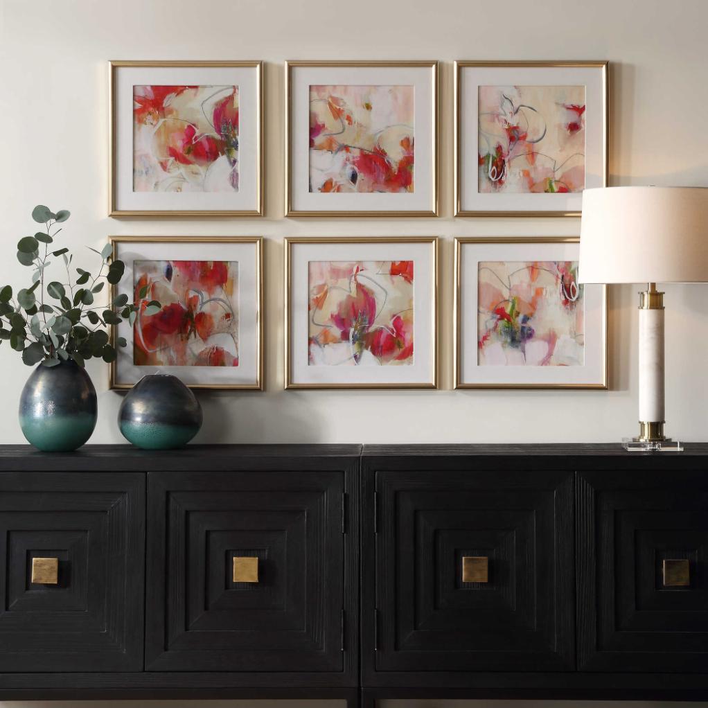 Fresh Start Red Abstract Prints – Set of 6