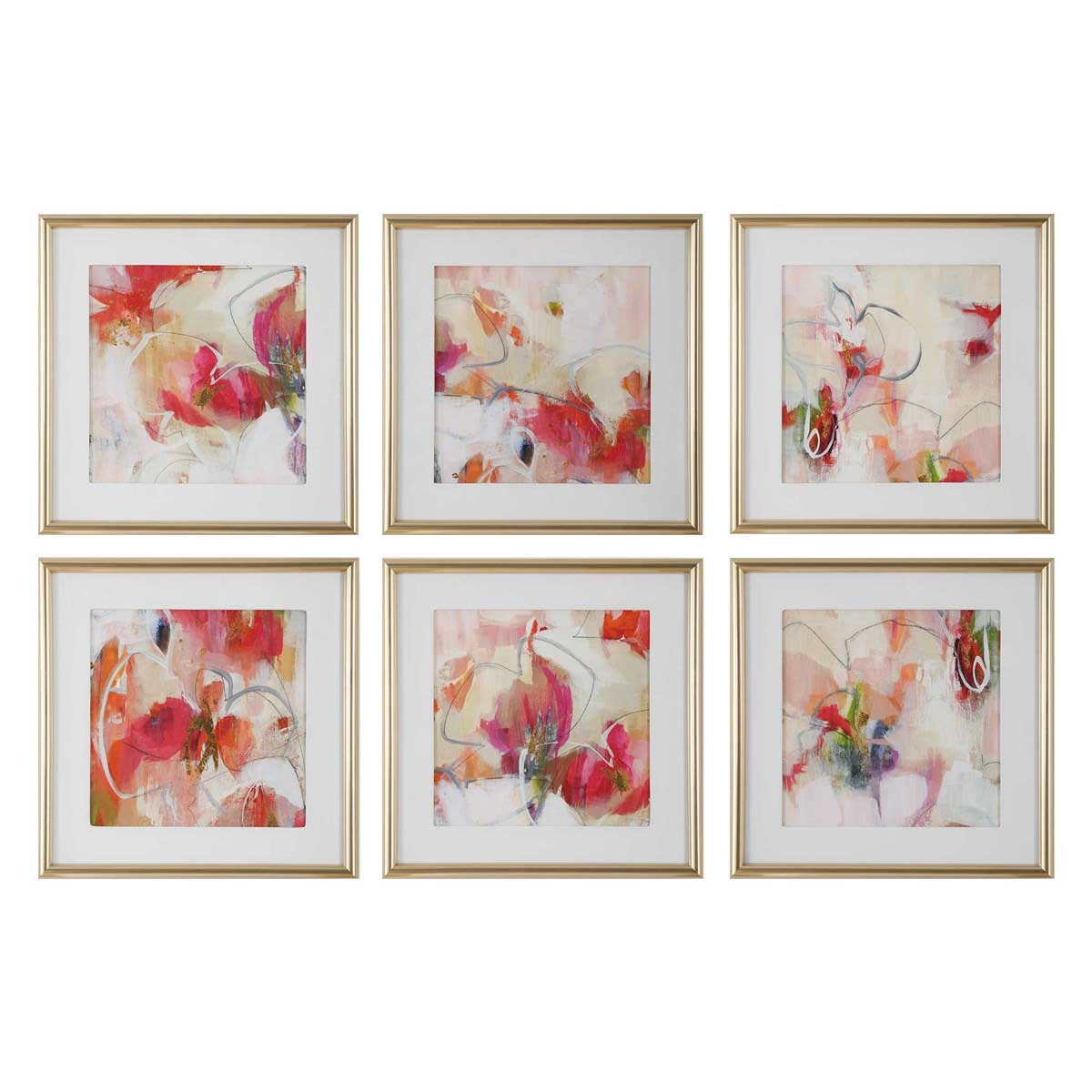 Fresh Start Red Abstract Prints – Set of 6