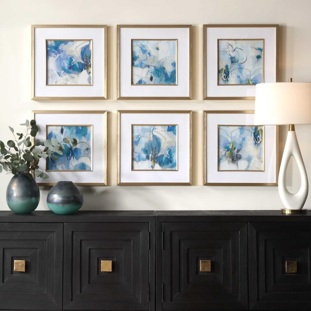 Fresh Start Blue Abstract Prints – Set of 6