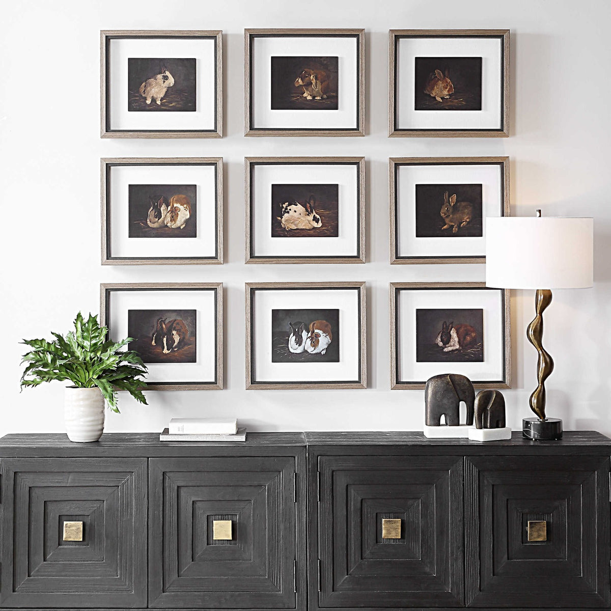 Resting Bunny Framed Prints – Set of 9