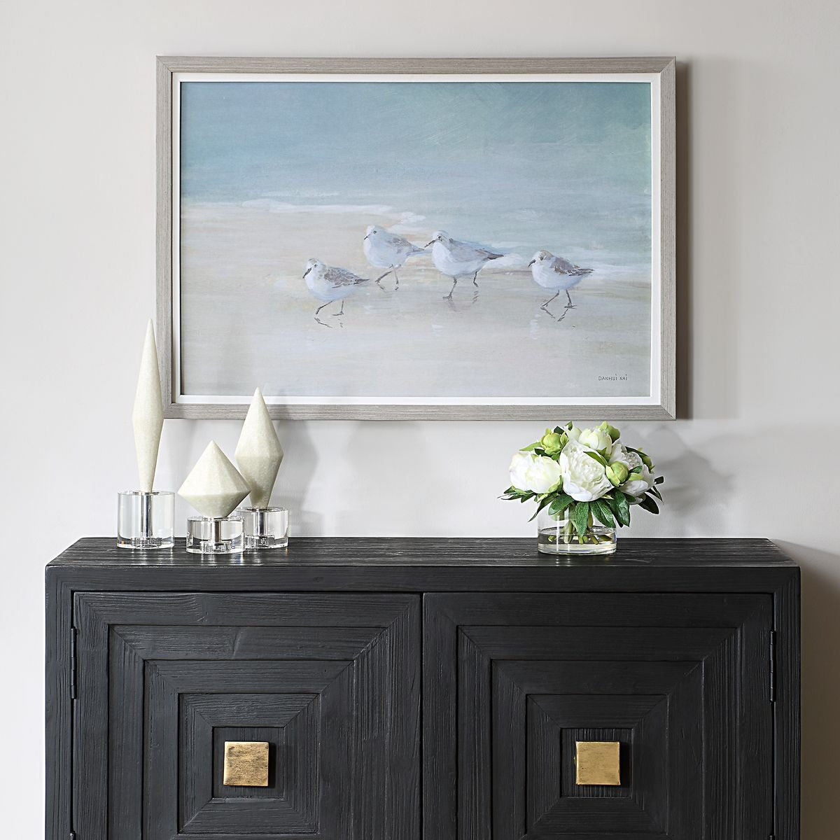 Tranquil Shorebirds on the Sand Framed Print