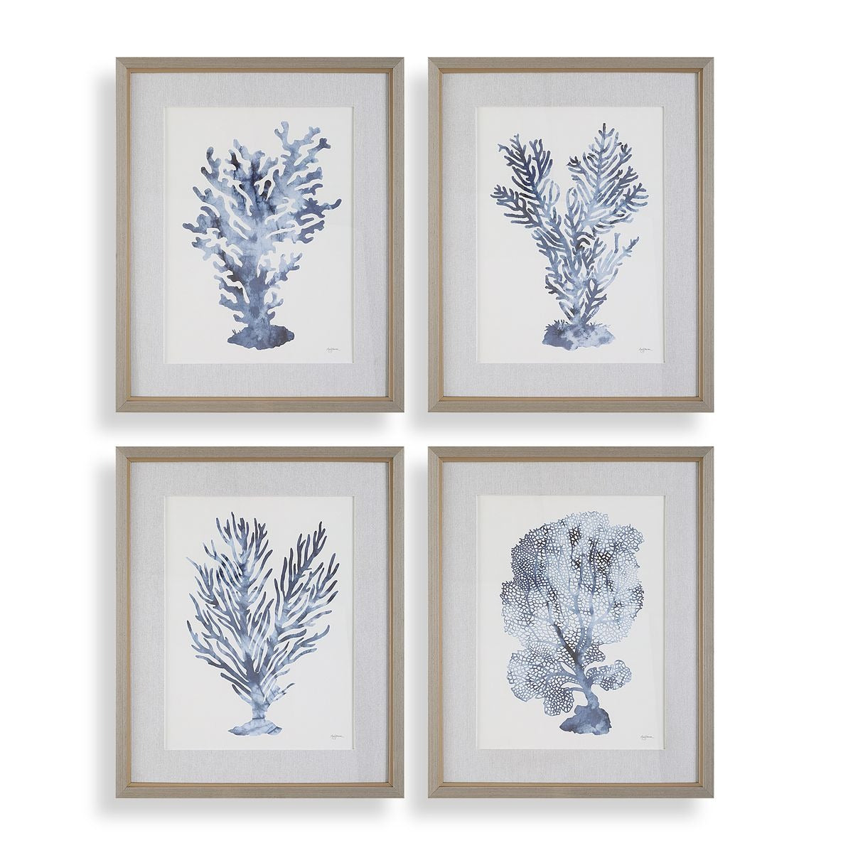 Shibori Coral Framed Prints – Set of 4