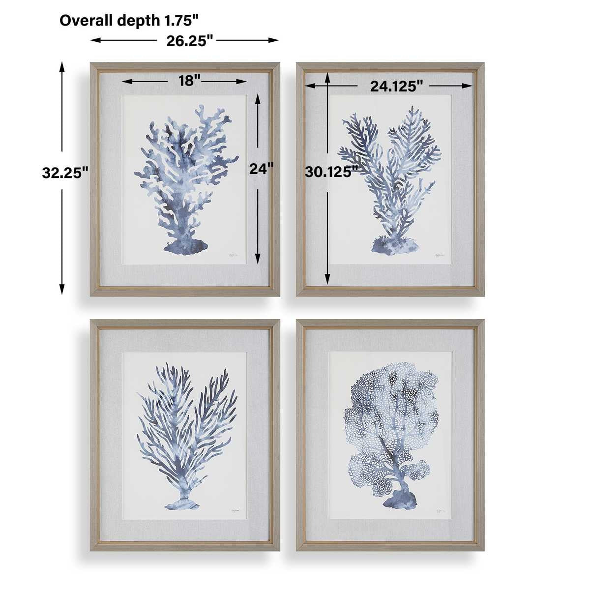 Shibori Coral Framed Prints – Set of 4