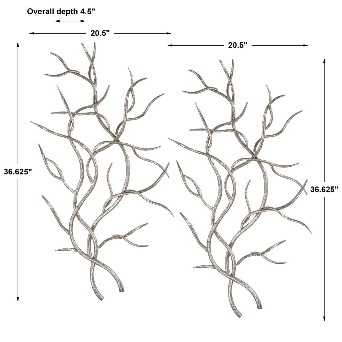 Silver Branches Wall Art – Set of 2
