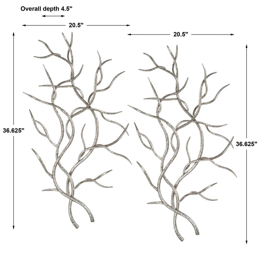 Silver Branches Wall Art – Set of 2