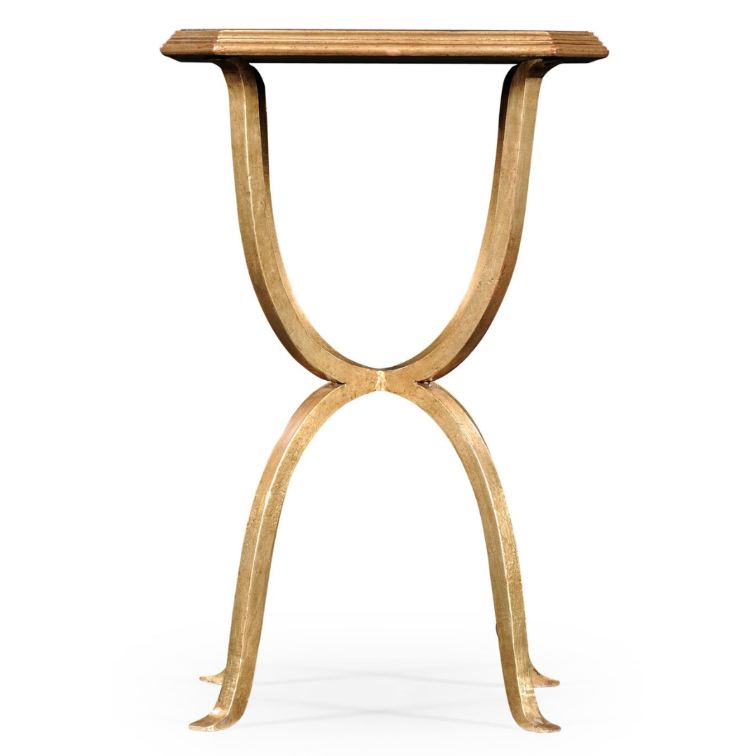 Octagonal Side Table – Églomisé and Gilded Iron