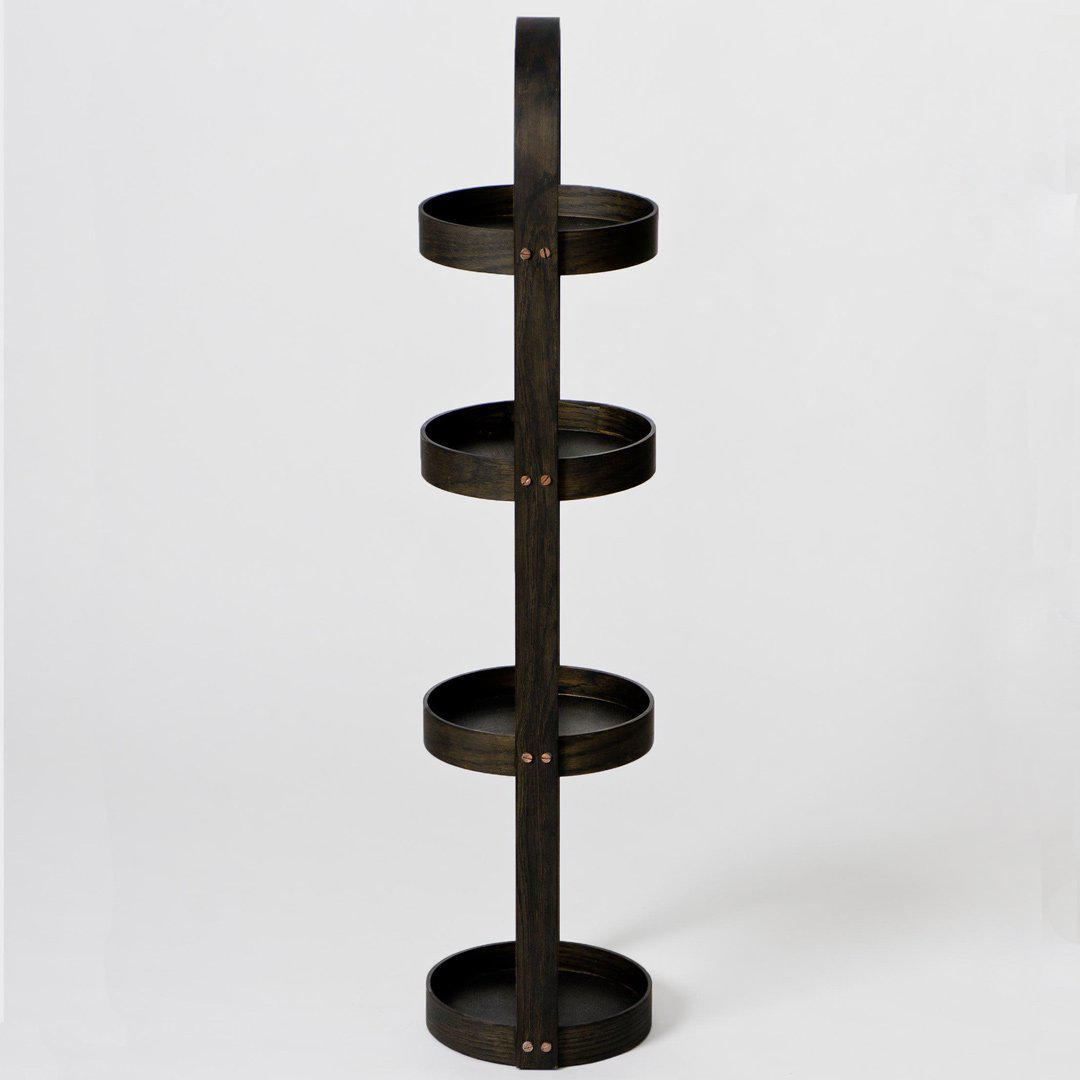 4 Tray Round Bathroom Caddy  - Dark Oak