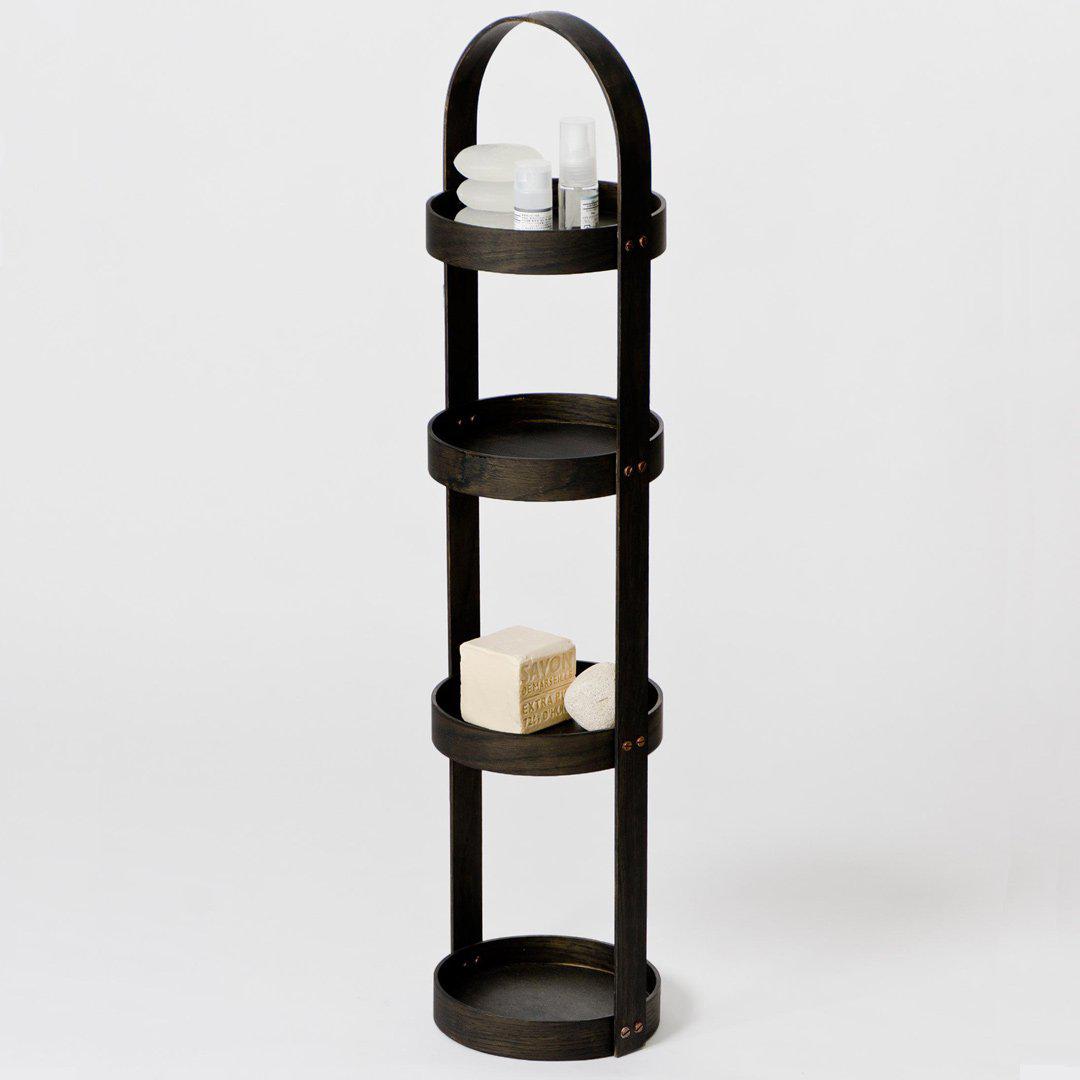 4 Tray Round Bathroom Caddy  - Dark Oak