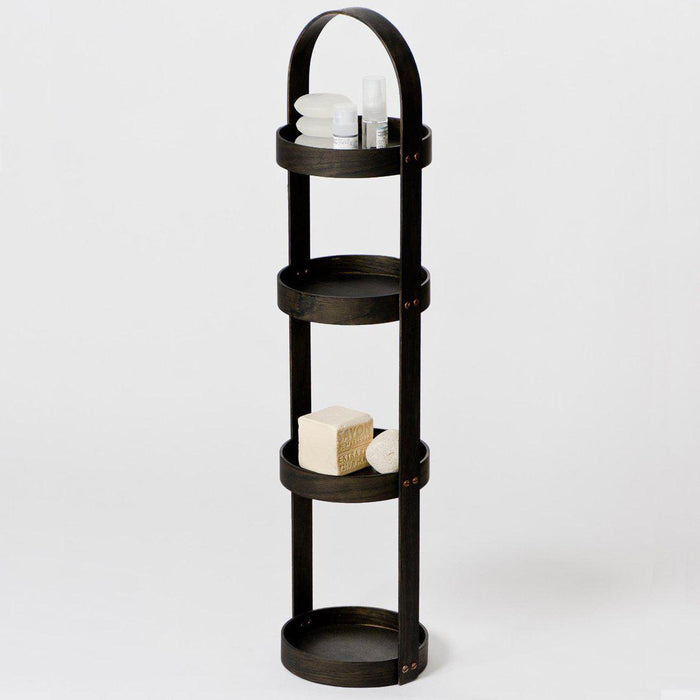 4 Tray Round Bathroom Caddy  - Dark Oak