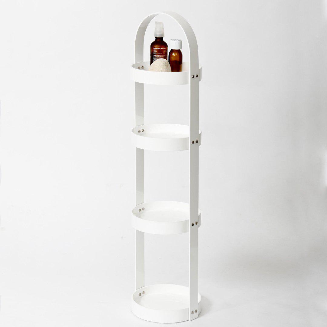 4 Tray Round Bathroom Caddy  - White Gloss
