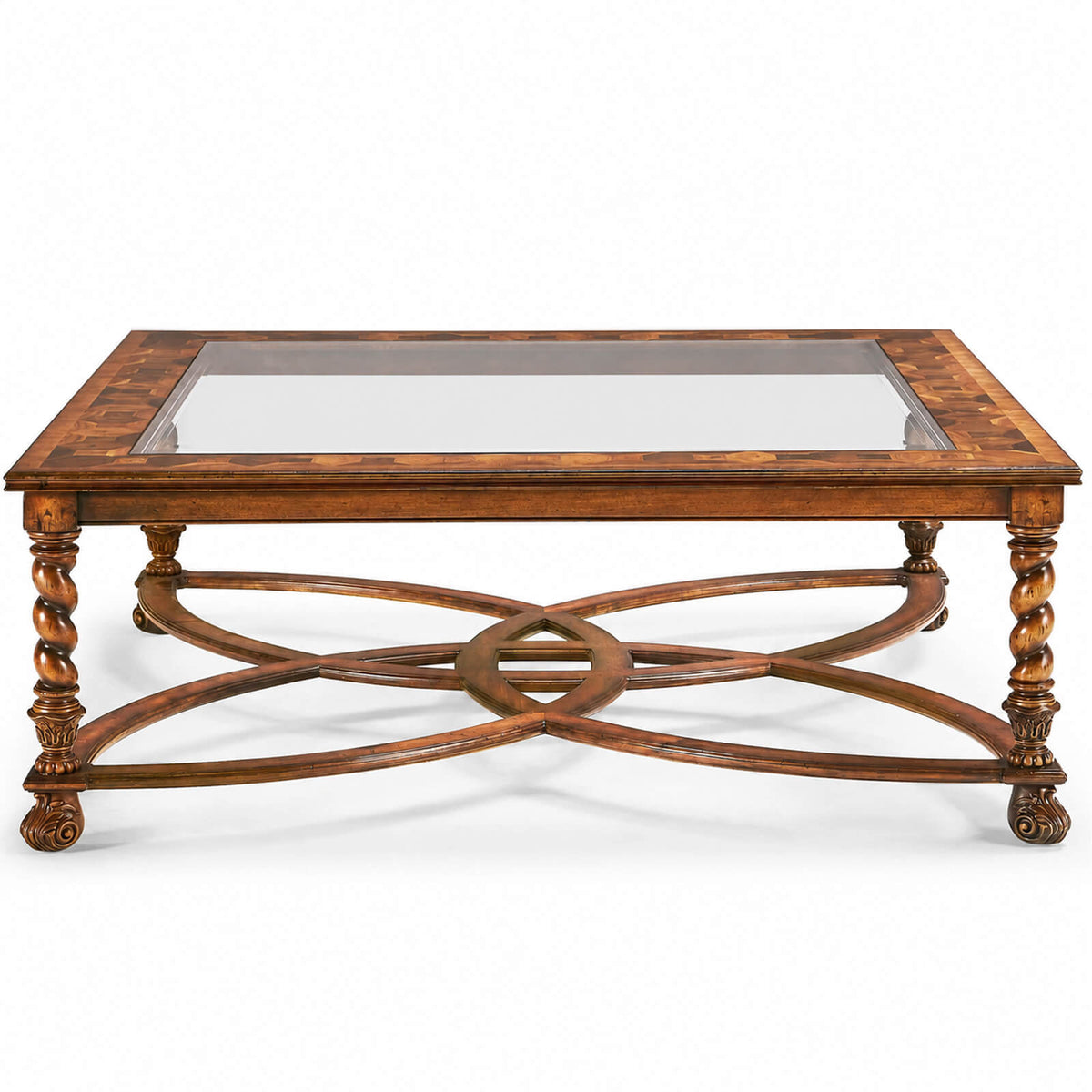 Square Oyster Coffee Table – Clear Glass Top