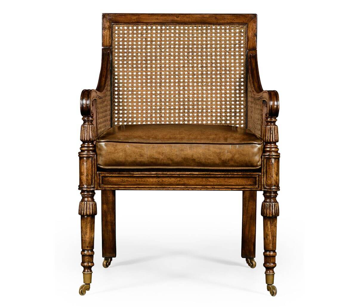 Bergere Occasional Chair with Cane Back – Leather