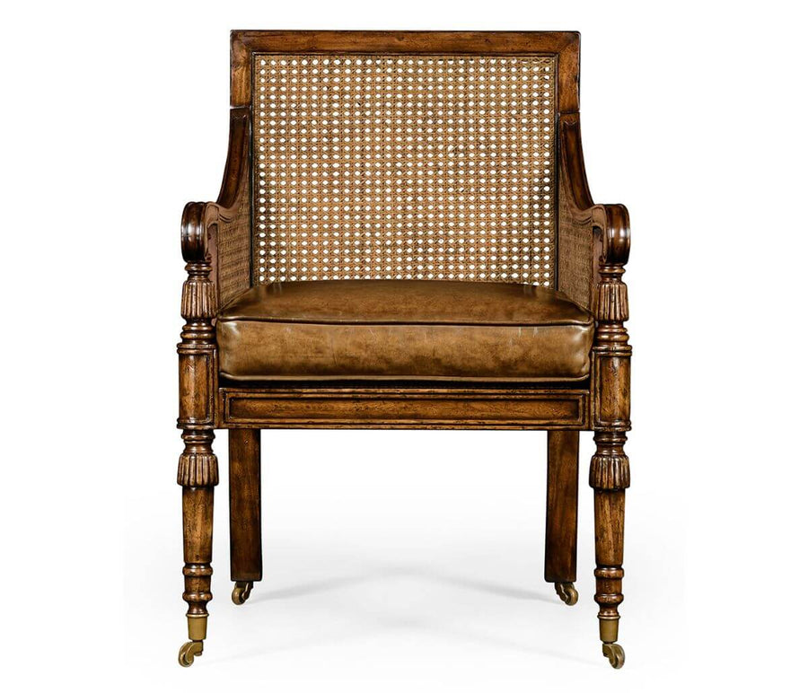Bergere Occasional Chair with Cane Back – Leather