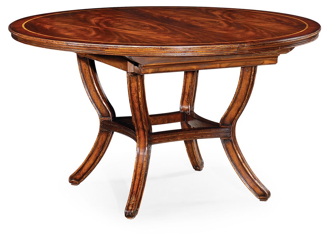 Extending Round Dining Table – Mahogany, 137–195 cm