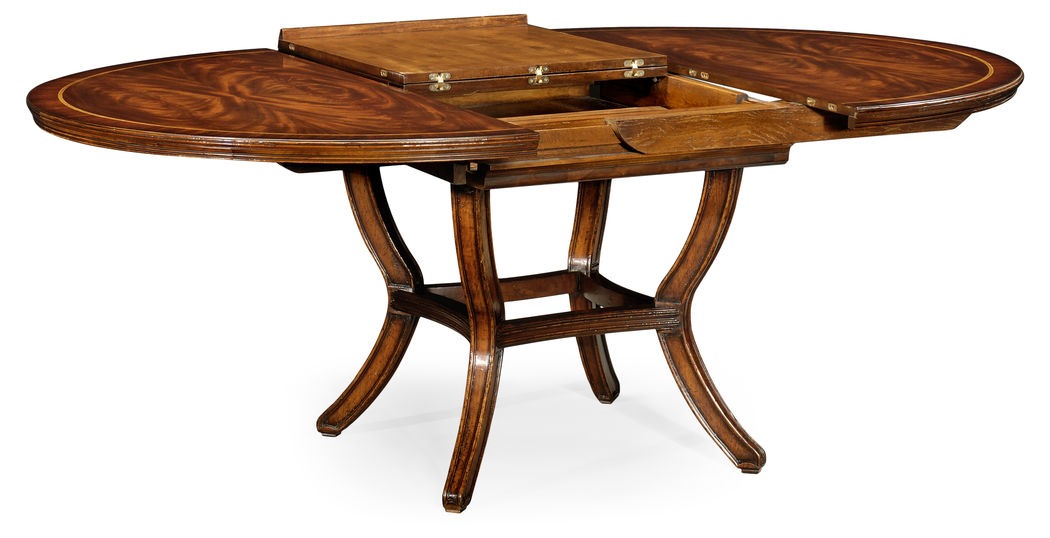 Extending Round Dining Table – Mahogany, 137–195 cm