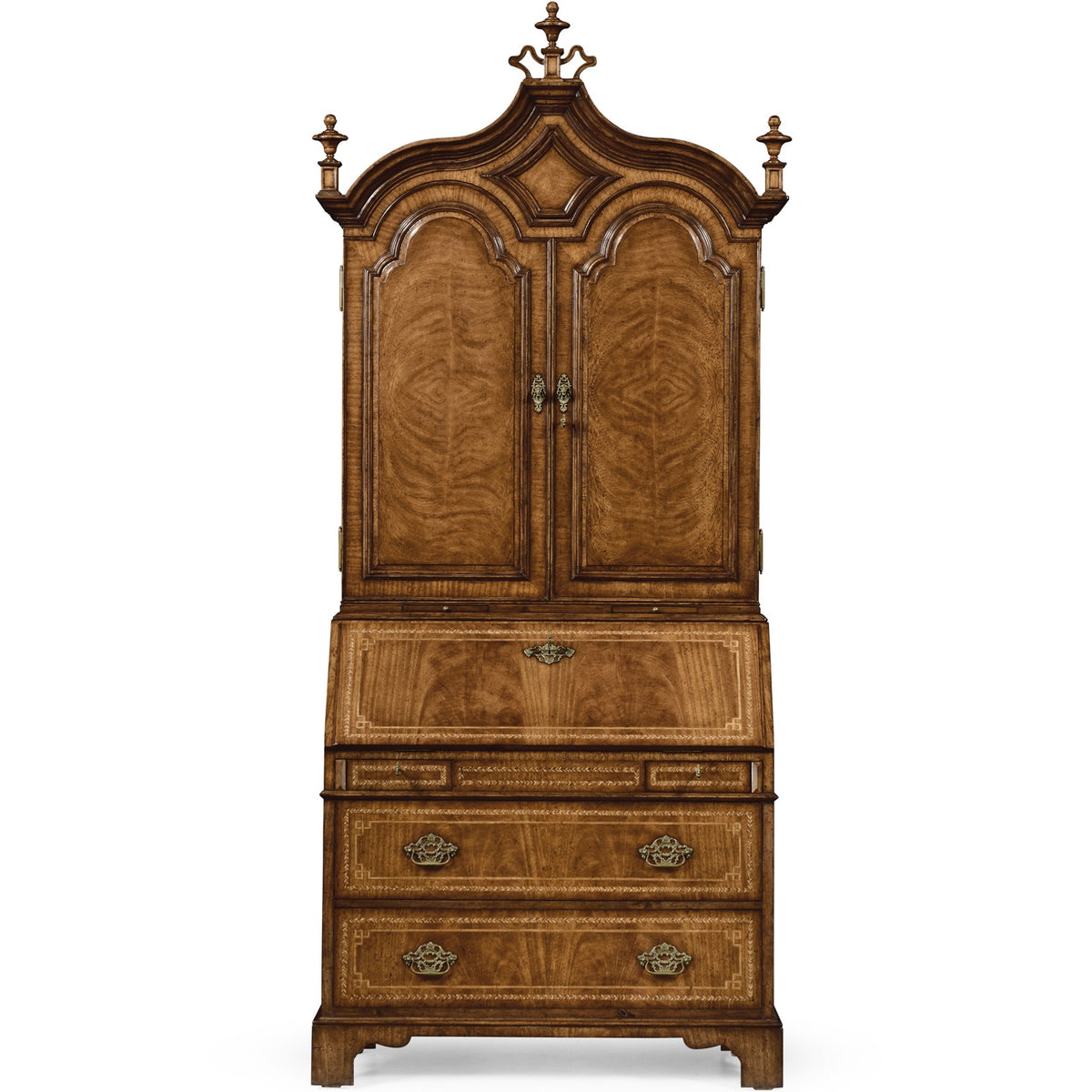 Queen Anne Walnut Bureau with Chinoiserie Interior