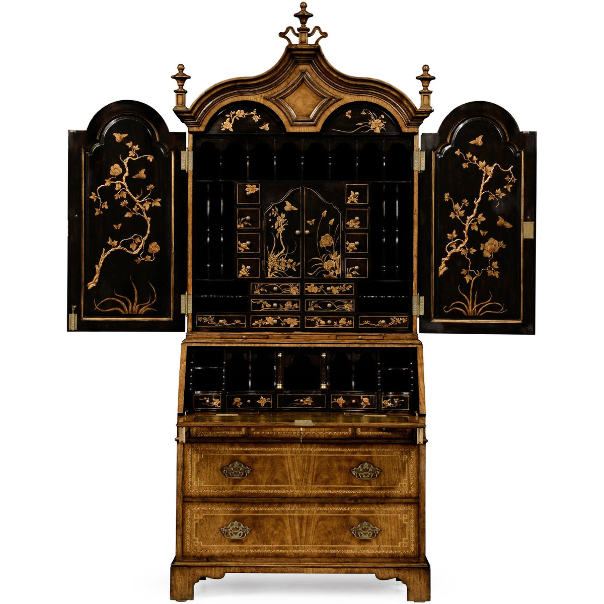 Queen Anne Walnut Bureau with Chinoiserie Interior