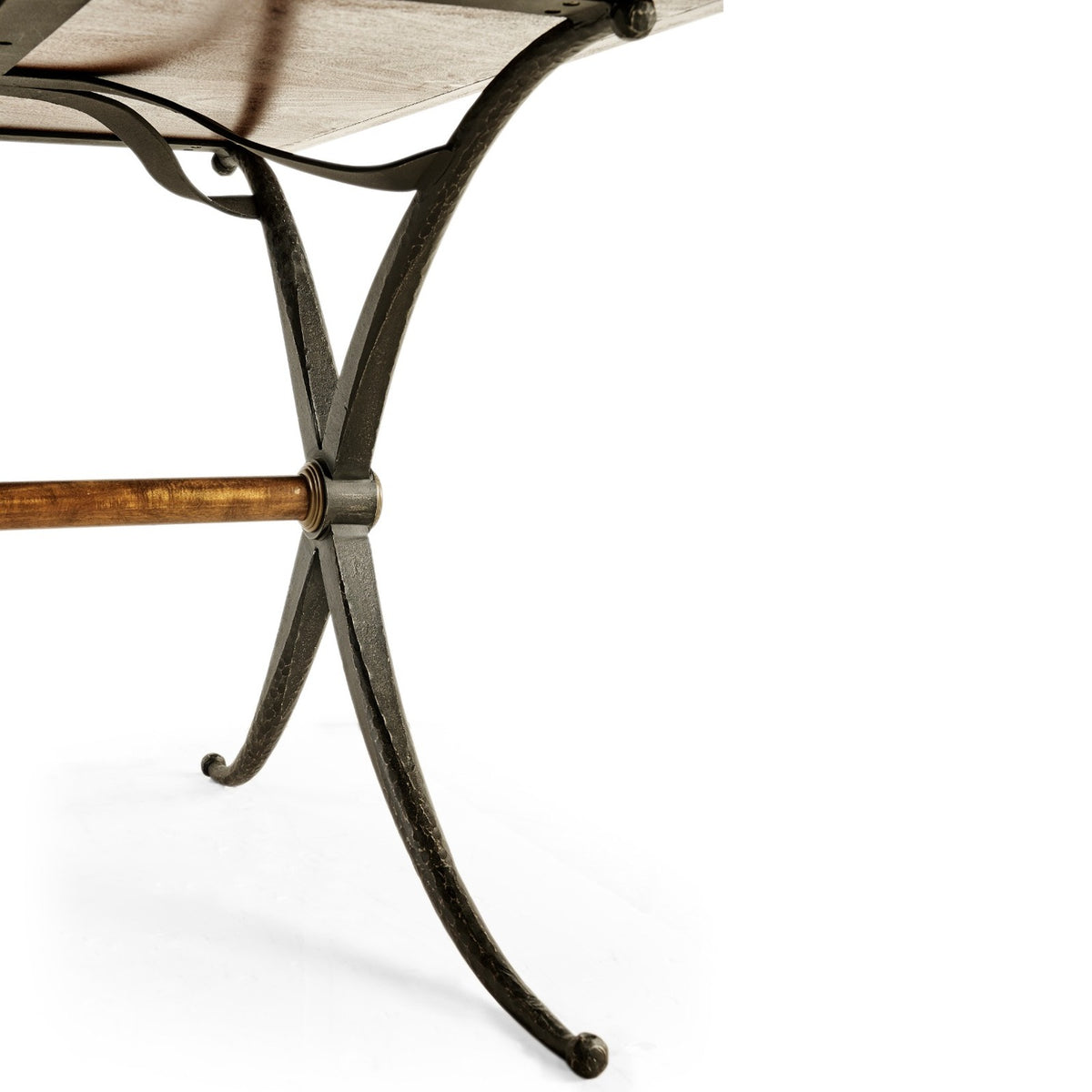 Hammered Iron Bureau Plat with Black Leather Inserts