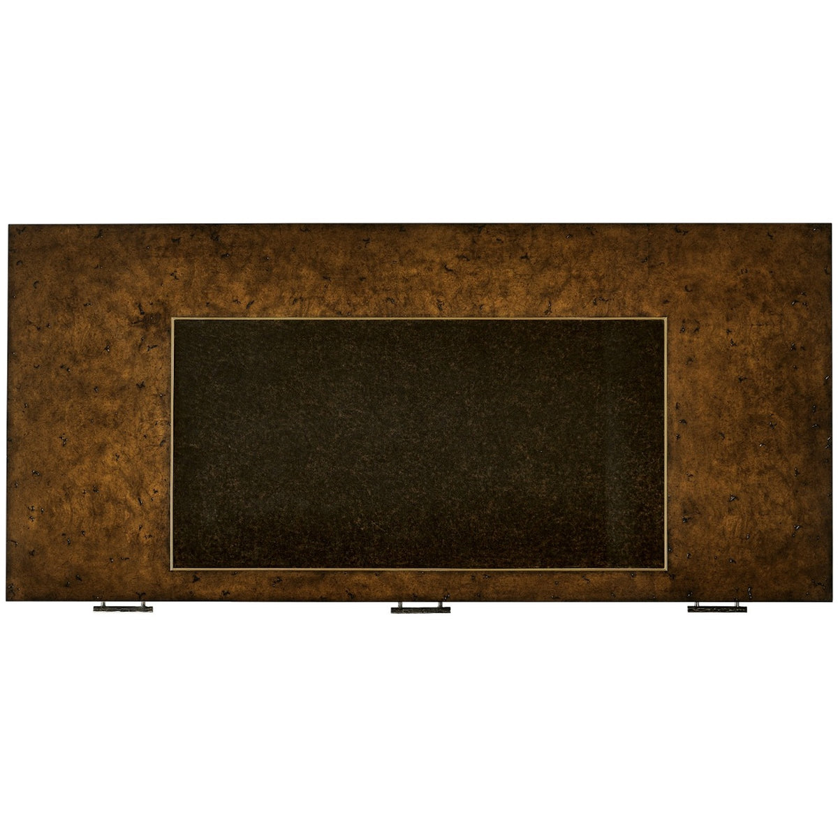 Hammered Iron Bureau Plat with Black Leather Inserts