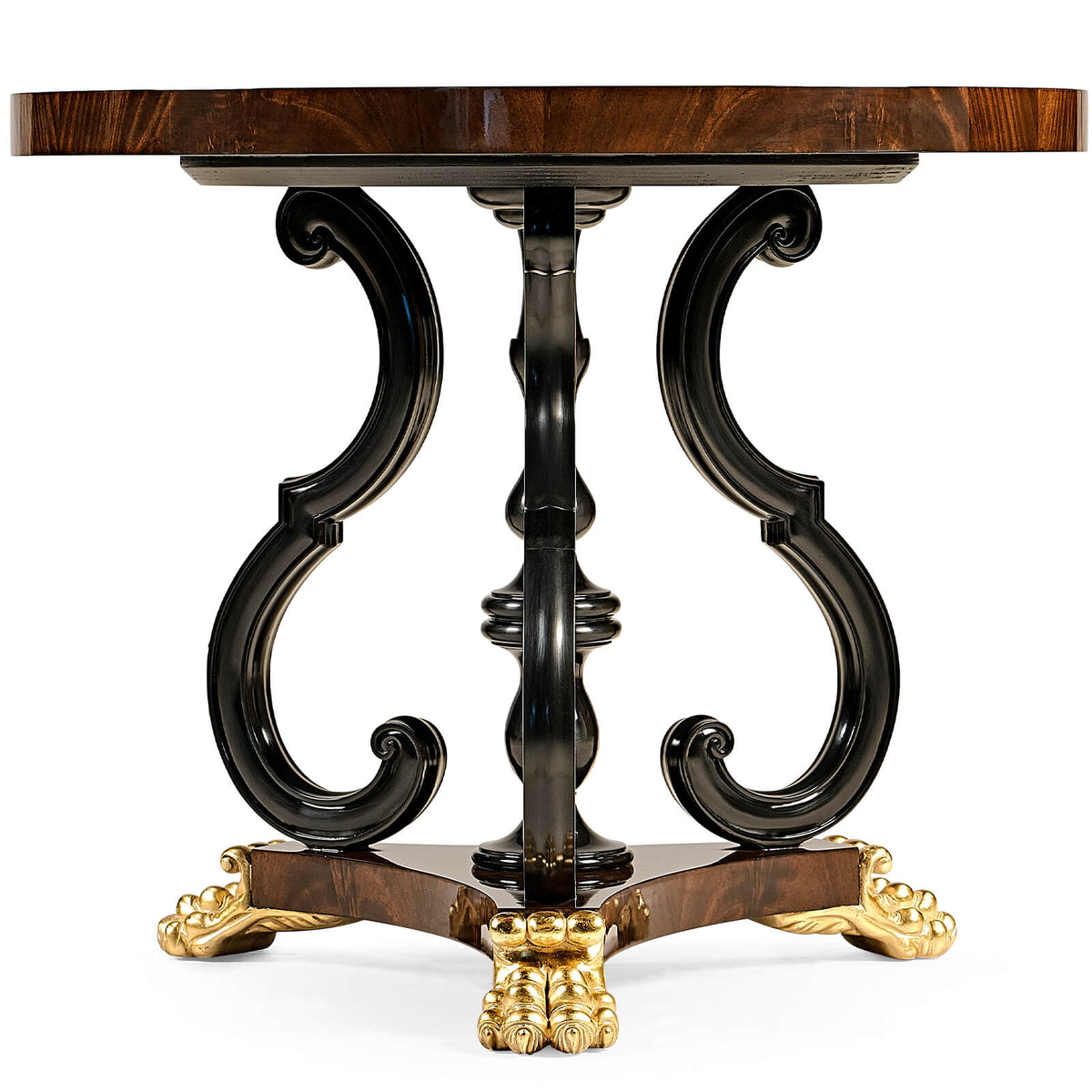 Mahogany Centre Table with Gilded Lions Paw Feet