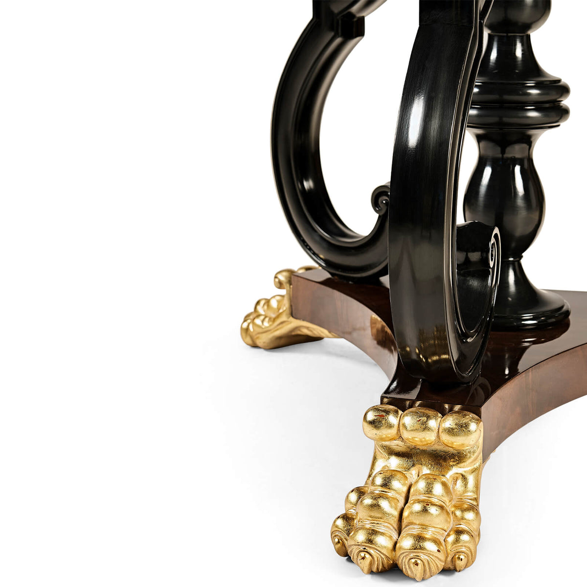 Mahogany Centre Table with Gilded Lions Paw Feet