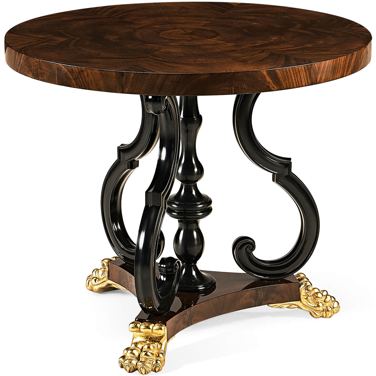 Mahogany Centre Table with Gilded Lions Paw Feet