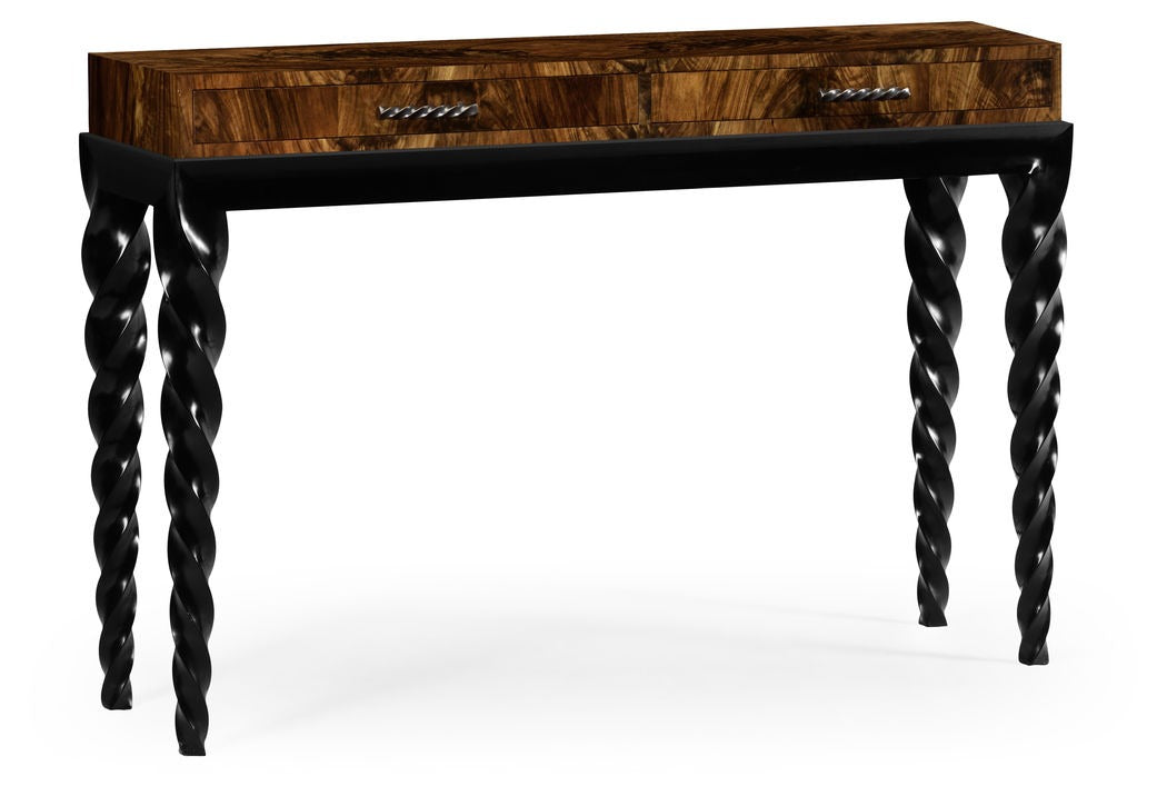 Barley Console Table with Drawers – Black