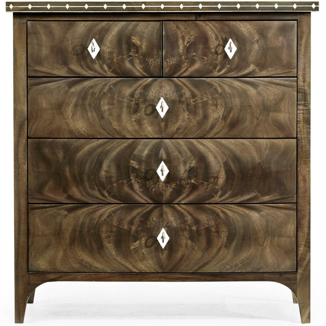 Small Bleached Mahogany Chest of Drawers with Bone Inlay