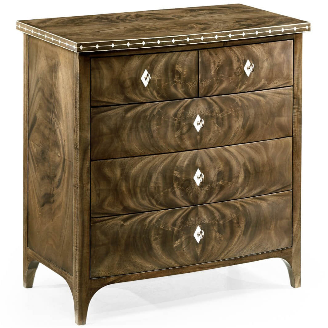 Small Bleached Mahogany Chest of Drawers with Bone Inlay