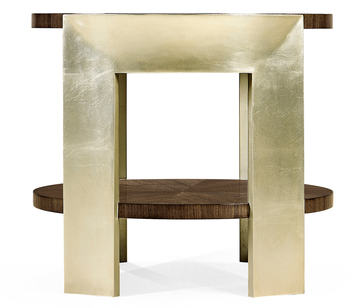 Round End Table in Dark Grey Walnut