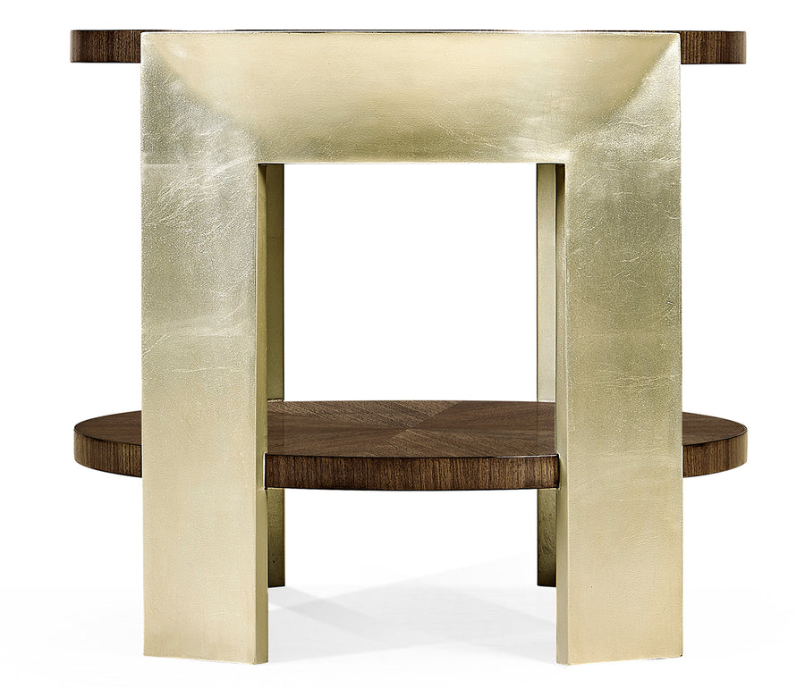 Round End Table in Dark Grey Walnut